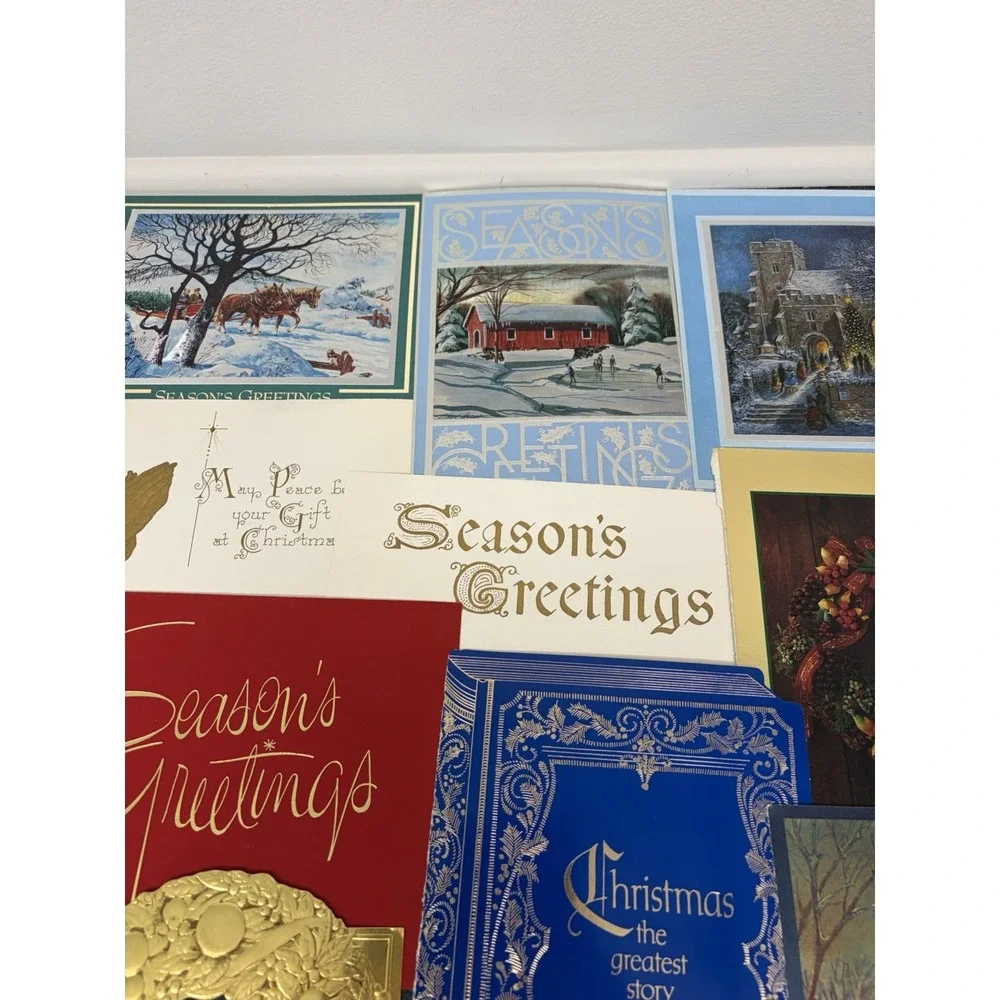 Vintage Metallic Christmas Cards Fronts ONLY for Scrapbooking Crafts Lot of 50+